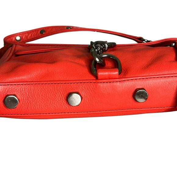 Rebecca Minkoff Leather Mini Mac Clutch Crossbody Bag Convertible Tomato Red - Picture 7 of 11